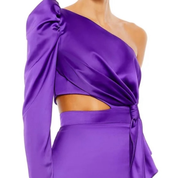 Mac Duggal 49570 PUFF ONE SLEEVE CUT OUT SIDE KNOT GOWN, size 6 - Picture 4 of 5